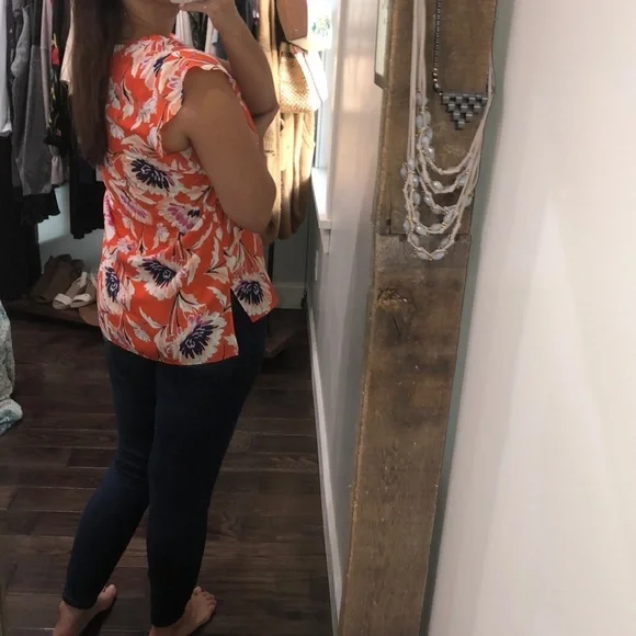 Rachel Rachel Roy floral medium orange summer top - Picture 6 of 9